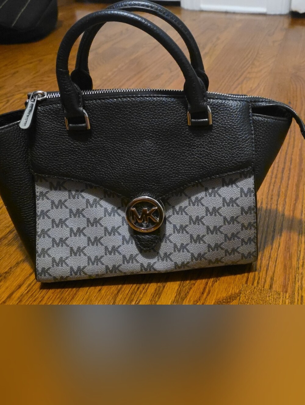 Michael Kors Black & Gray MK Logo Satchel
